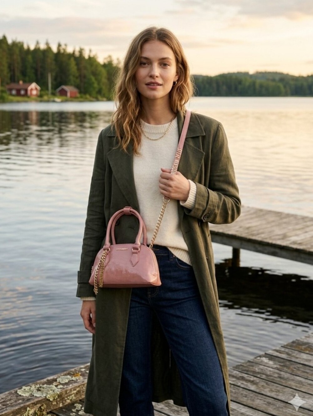 Steve Madden Rose Pink Dome Crossbody Satchel with Gold Chain